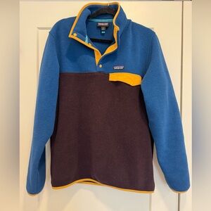 Patagonia Mens Lightweight Synchilla Snap T Fleece Pullover Size M Plum & Blue